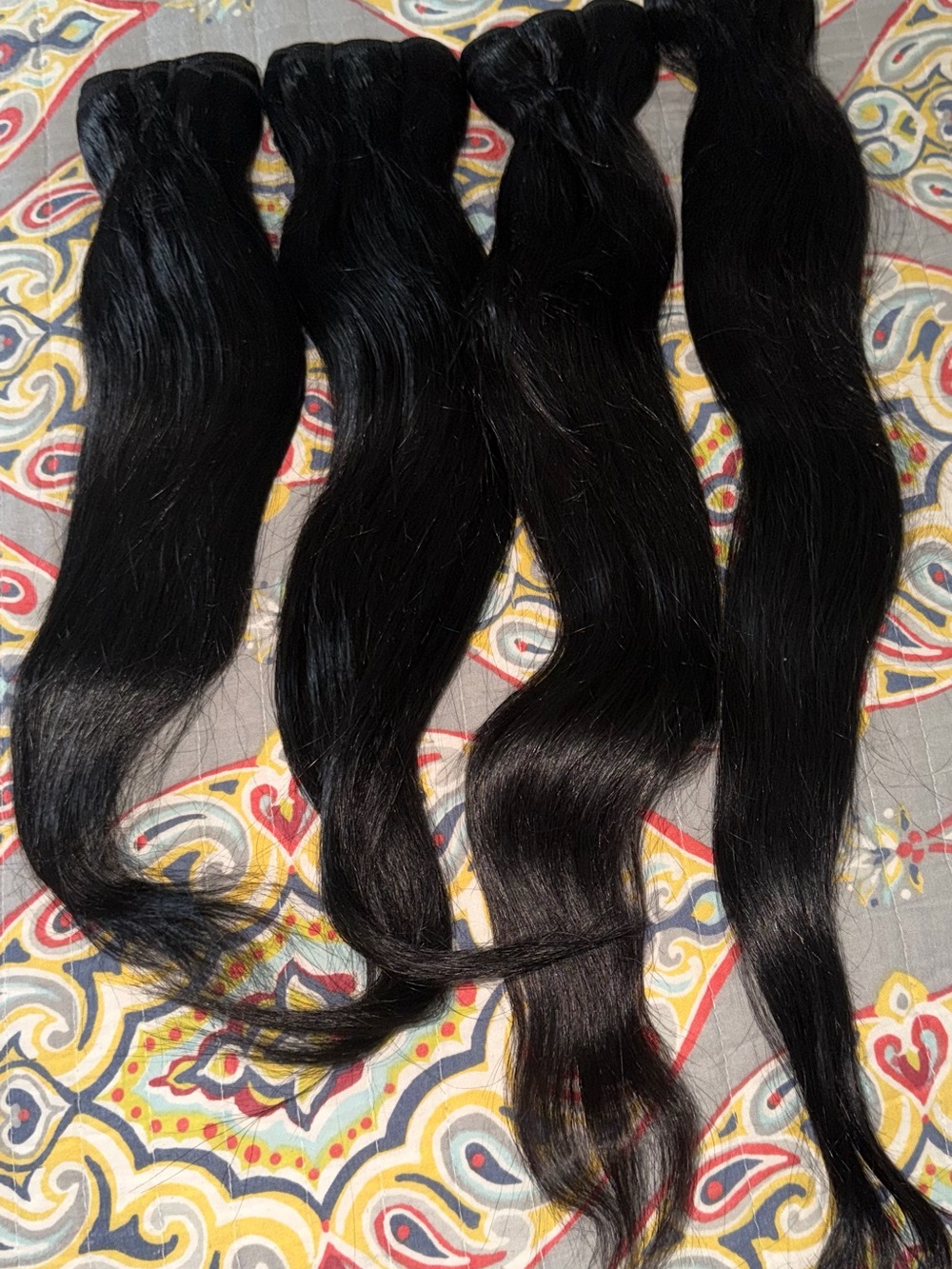 Black Straight Natural Hair Weft Bundle - Unbranded